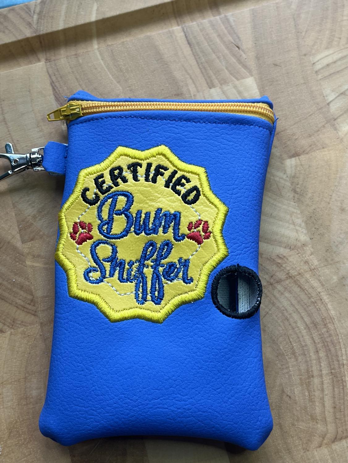 Embroidered Vinyl Poo Bag Holder