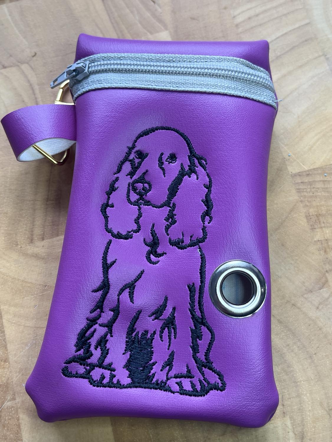 Embroidered Vinyl Poo Bag Holder